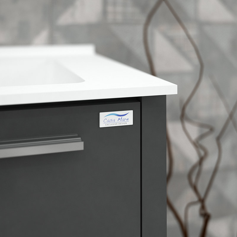 Ensemble de meuble-lavabo double 60 po x P 18,3 po x H 35 po avec miroir, gris