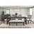 Dark Finish Wooden Dining Bench With Textured Beige Seat, 19" Seat Height, For Rustic Settings Upholstered Small Spaces-1226763935