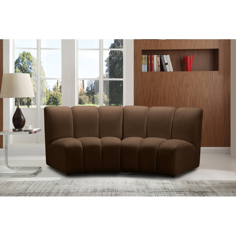 Canapé modulaire en velours Infinity, Velours brun, 2 pièces