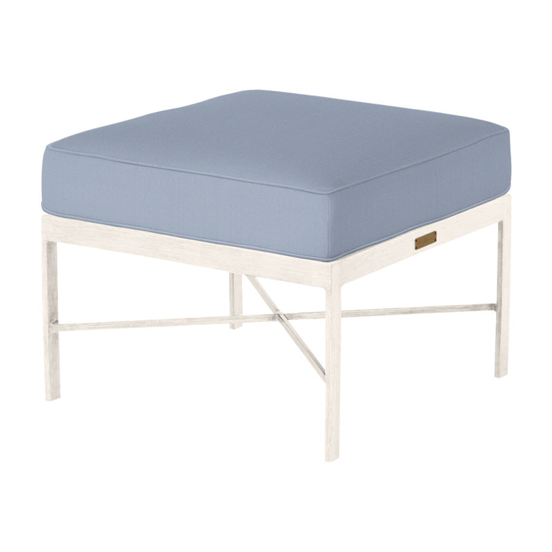 Repose-pieds en aluminium Monaco - Craie, Trépointe, Craie, Sunbrella® ‑ Arbor Chambray colombe