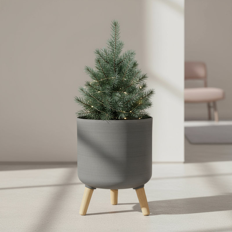 Modena Planter with Stand, Brushed, Taupe