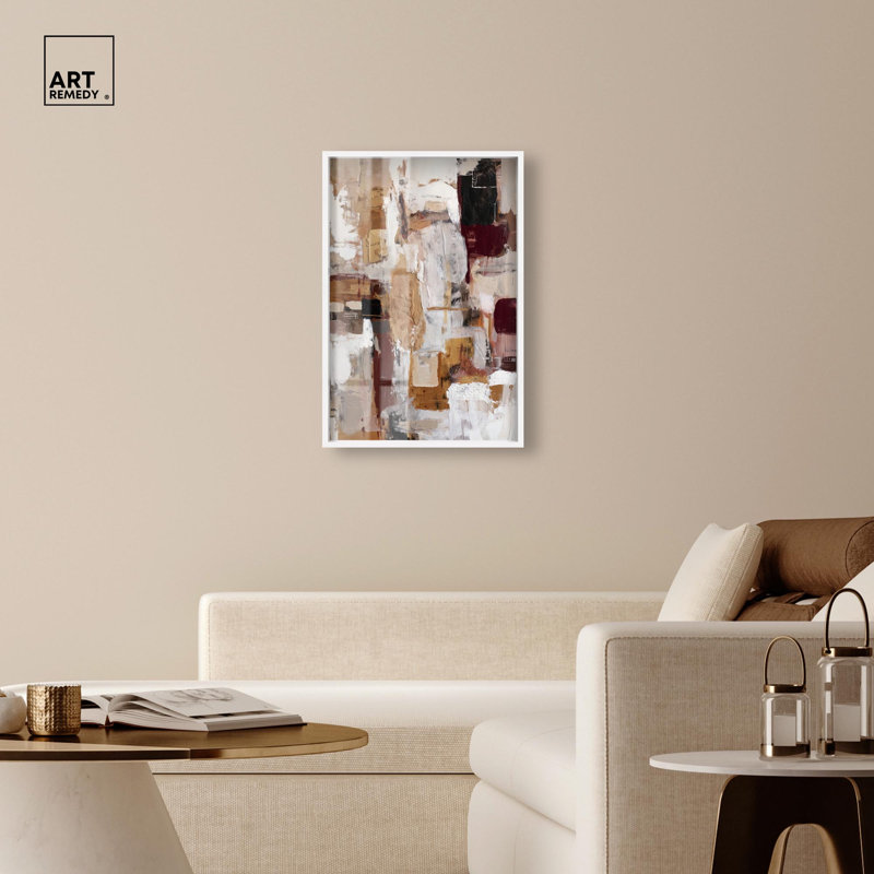 "Abstract Harmony II" Shadowbox Print, décoration murale abstraite par Art Remedy, cadre blanc, 24 x 36, H 37 po x l 25 po