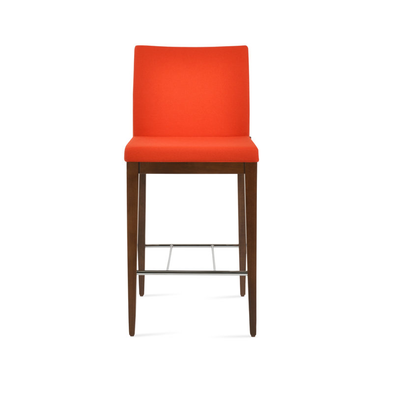 Tabouret de bar Aria, Laine orange, Noyer