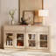 Armoire d'appoint moderne avec 6 portes en verre et tiroir, commode d'appoint multifonctionnelle avec grand rangement et tablette réglable-332504400-470345746