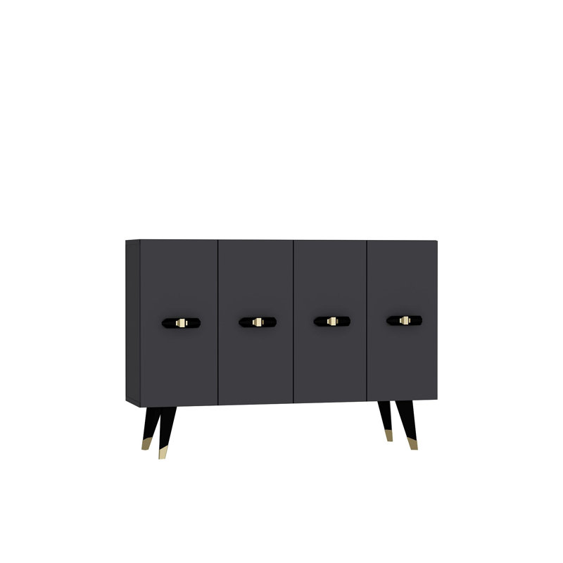 Modern Console Table with Multiple Shelves, Gold & Anthracite, 100% Melamine Coated Particle Board, Thickness: 0.7 inches | Wall-Mountable, Stylish Design for Living Room & Entryway Storage