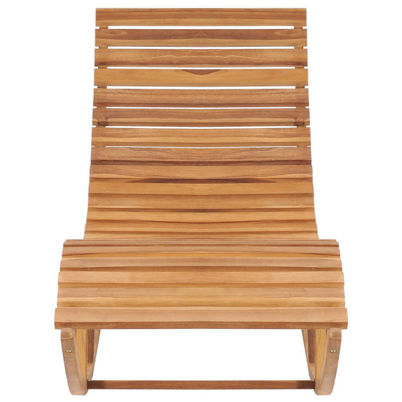 Outdoor Teak Solid Wood Single chaise with Cushions, Beige