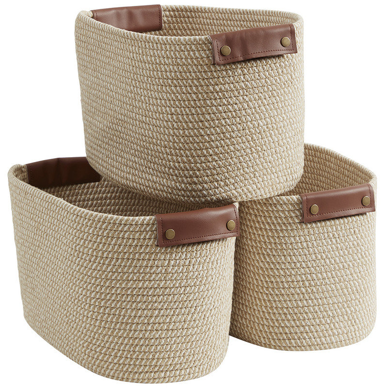 Ensemble de bacs en tissu, Brun
