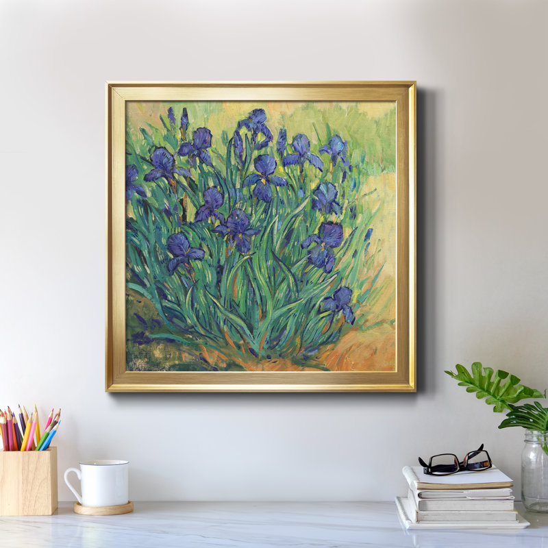 Iris en fleurs II - reproduction encadrée de qualité supérieure - prête à être accrochée, H 34,5 po x l 34,5 po x P 1,5 po