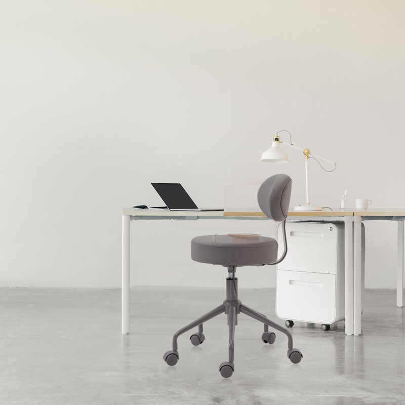 Pneumatic Swivel Rolling Stool Chair with Backrest 503 KAI, Gray