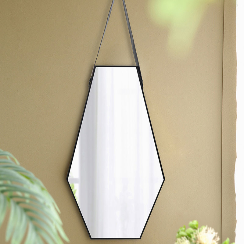 Miroir mural hexagonal noir et argent