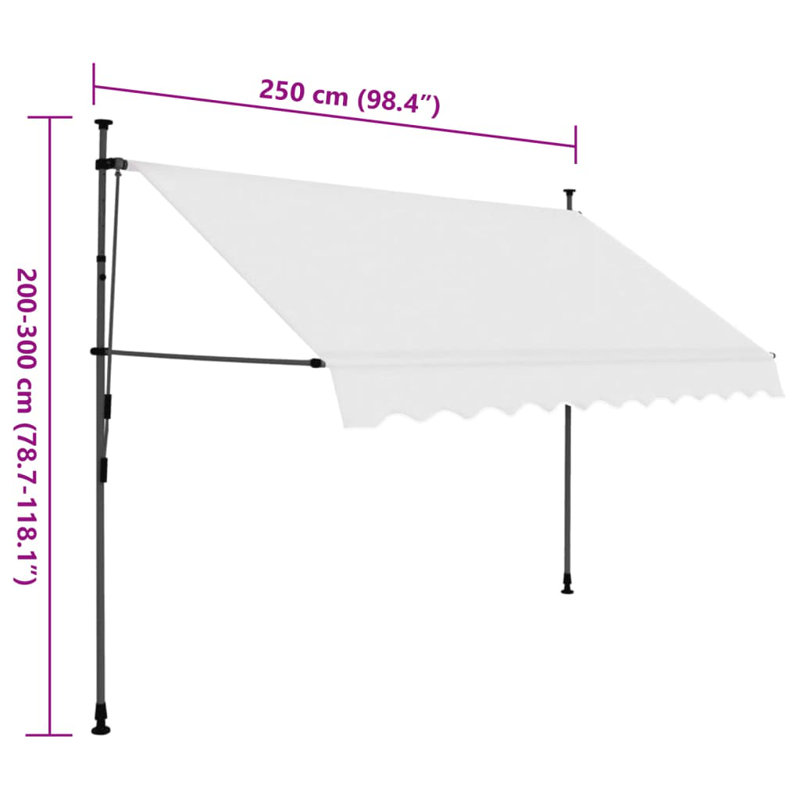 Dakota Fields Fabric Cover Retractable Patio Awning, Cream