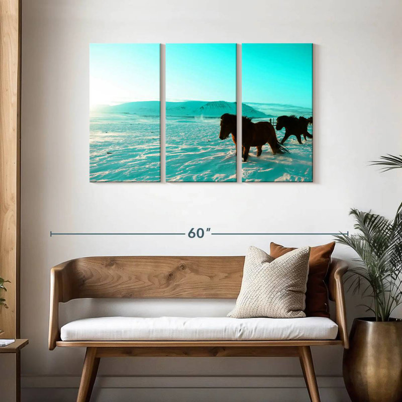 Brampt, chevaux islandais, H 28 po x l 45 po