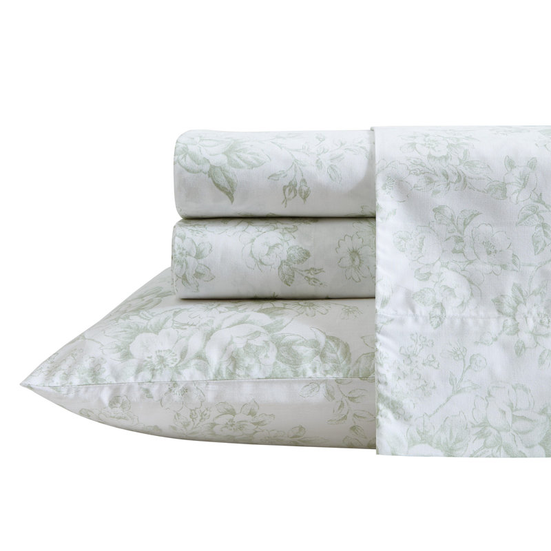 Ensemble de draps en percale de coton Percale Novelty Laura Ashley, Ensemble de draps pour très grand lit avec 2 taie