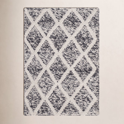 Russo Ivory Black Hand-Woven Geometric Rug