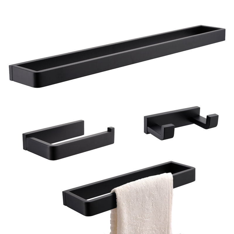 Bathroom Hardware Set (Set of 4), Matte Black