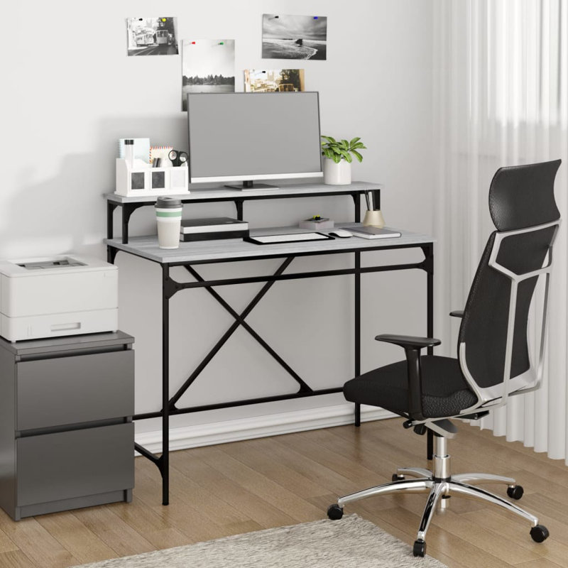 Metal Base Computer Desk, Grey sonoma