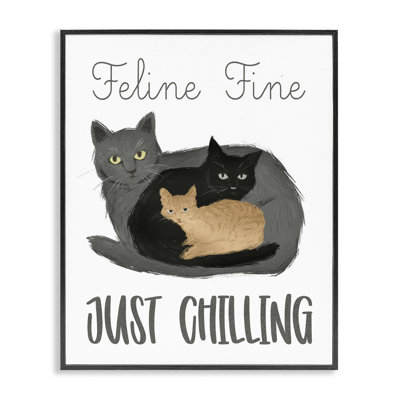 Feline Fine Just Chilling Framed Giclee, design by Ziwei Li