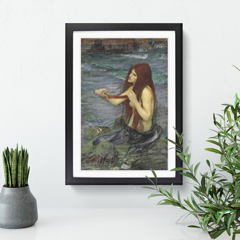 A Mermaid Vol.2 by John William Waterhouse - Picture Frame Graphic Art, Black Framed, 36cm H x 27cm W x 2cm D