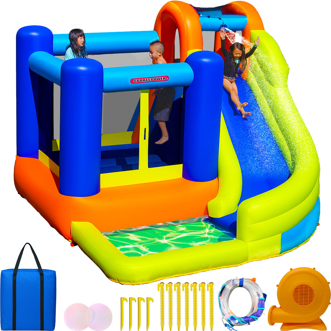 Sportspower My 1st™ Inflatable Bounce House with Water Slide & Splash Pool, Ages 3-8, Heavy Duty, ASTM Certified, Lifetime Warranty on Included Blower Sportspower