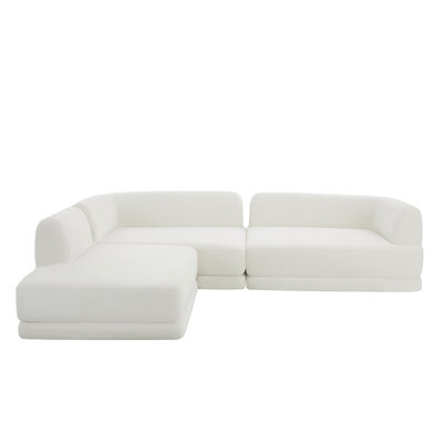 115" Modern L-Shaped Sectional Sofa With High-Density Fully Compressed Sponge And Chaise Lounge, Deep Seating 3-Piece Set, Fully Assembled Right Hand Facing, Perfect For Living Room, Lounge