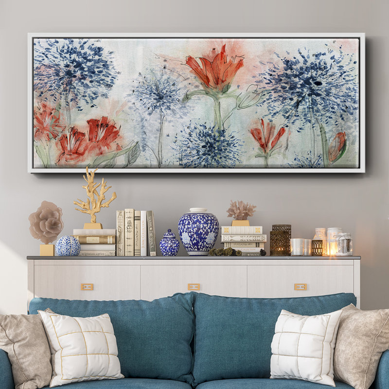 Tiger Lily Field- Framed Canvas, 24" H x 60" W