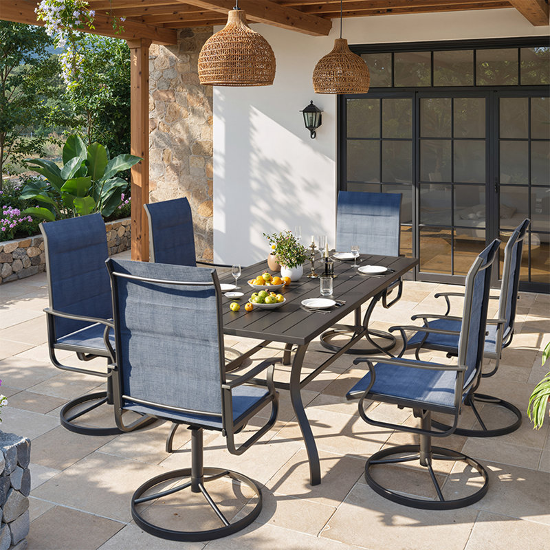6 chaises de patio pivotantes pour l'extérieur 6 pièces, chaises de patio à cadre en métal rotatif à 360 ° avec tissu Teslin épaissi, chaises de terrasse pour l'extérieur avec accoudoirs pour terrasse et cour arrière