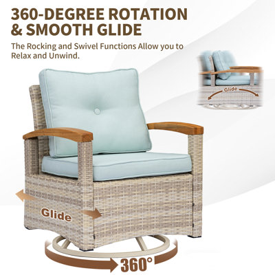 2-Person Patio Swivel Rocker Chairs with Side Table