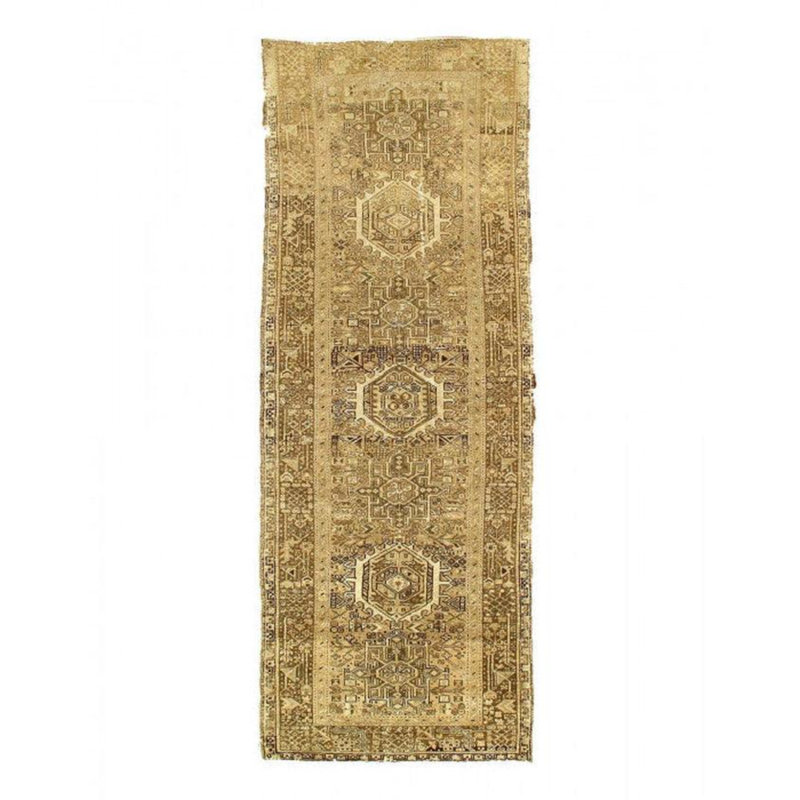 Tapis brun / beige en laine / coton oriental fait à la main 3 pi 7 po x 9 pi 11 po