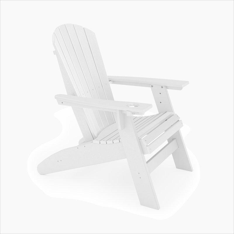 Sturdy HDPE Poly Lumber Adirondack Chair For Poolside, Patio, And Garden Relaxation With Curved Back, White