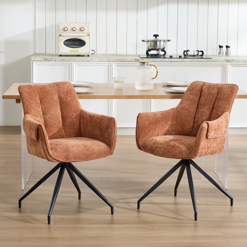 50cm H Upholstered Dining Chair, Brown, Brown