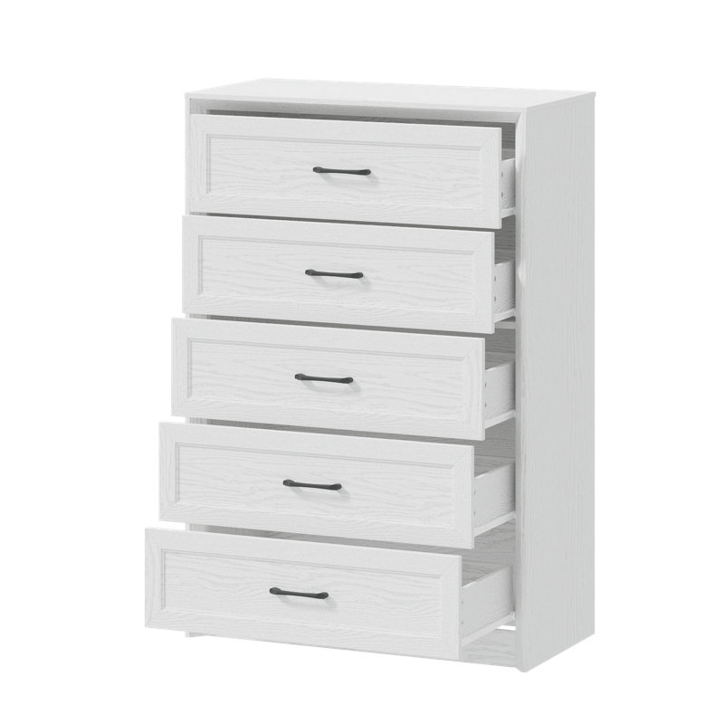 Commode 5 tiroirs 46,5 po de hauteur, Blanc