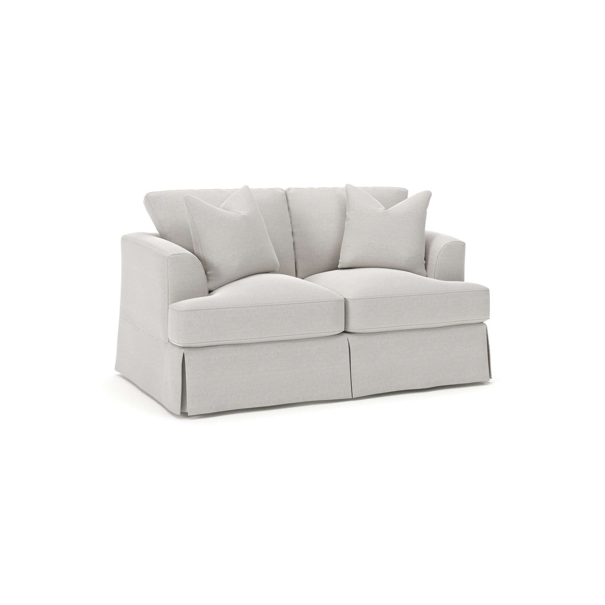 Lucia 65.5" Recessed Arm Slipcovered Loveseat, Drusky Ivory Sustain® Basketweave