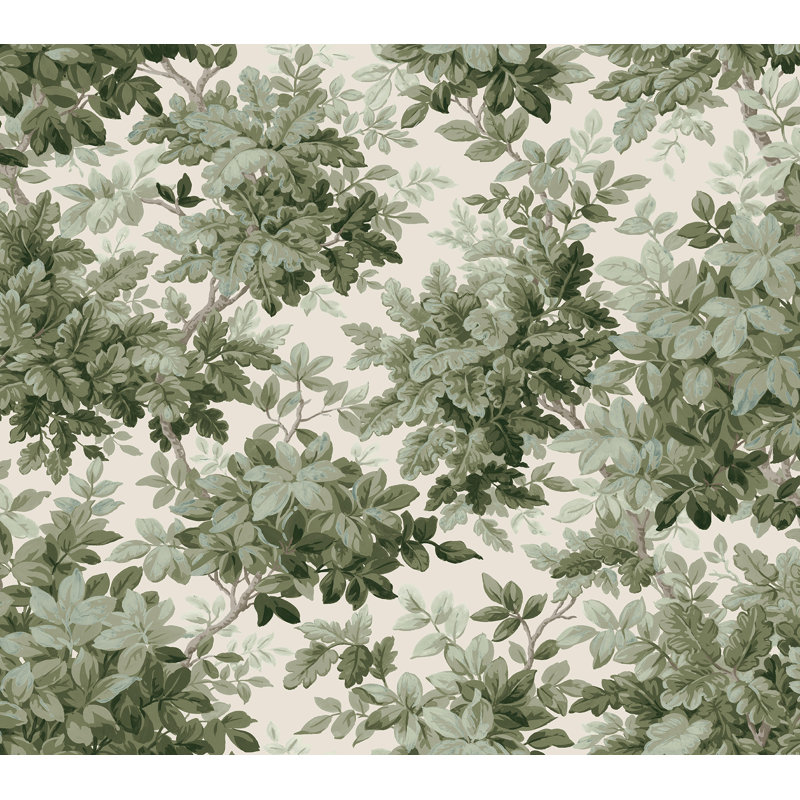 Papier peint à feuilles caduques Greenwood Moss, Vert foncé