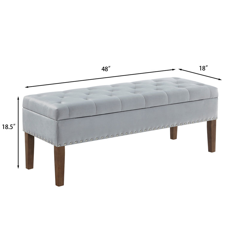 Tufted Bench with Storage, Gray