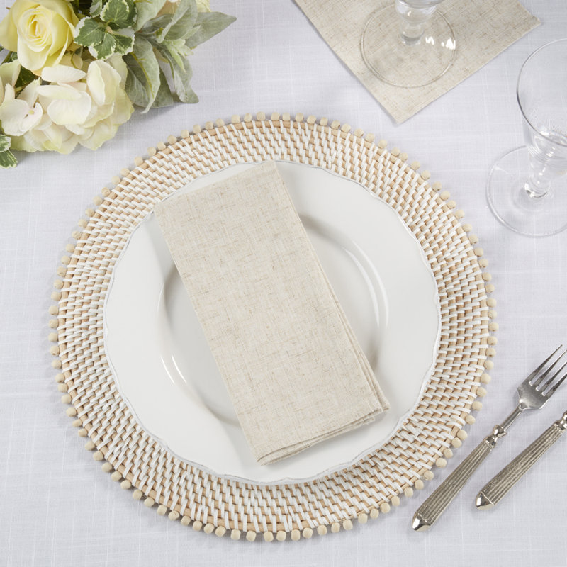 Kaedynce Cotton Blend Square Napkin, 20" W X 20" L, Beige