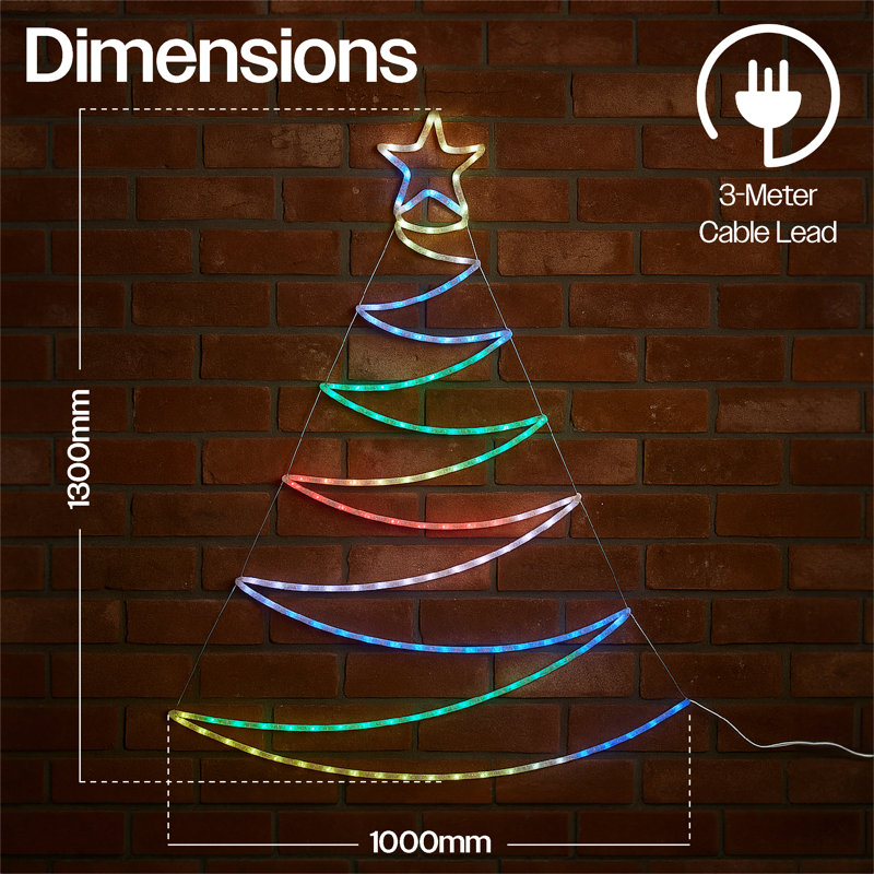 LED Indoor / Outdoor String Lights, 100cm H x 130cm L x 3cm D