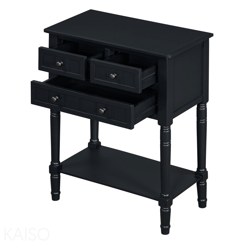 Console étroite, 3 tiroirs, tablette inférieure pour le salon - noir