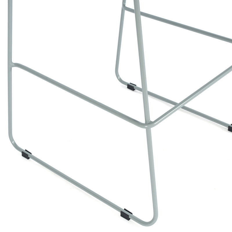 Tabouret de bar empilable avec dossier ventilé et repose-pieds intégré, Bleu / argent, 3