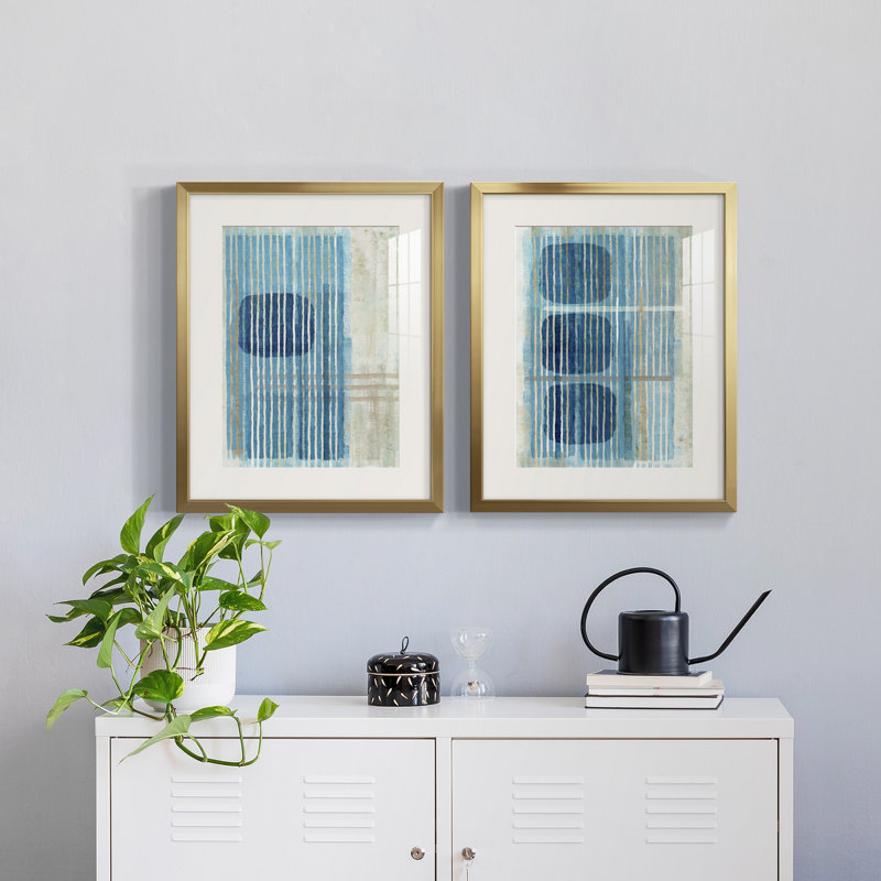 «Blue Blue Horizon I», reproduction encadrée de qualité supérieure, prête à être accrochée
