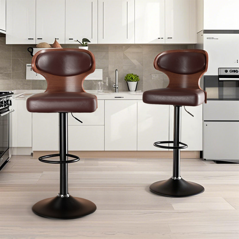 Bois moderne - Tabourets de bar réglables d'appoint, Noir