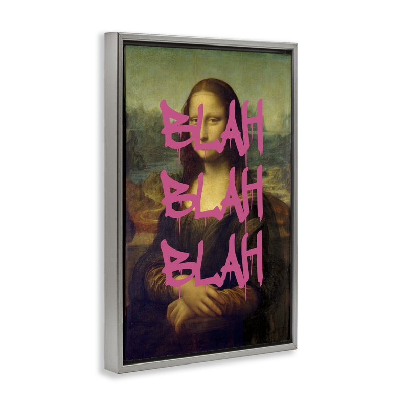 Cadre flottant Graffiti sur Mona Lisa, design par Masters Redux, H 31 po x l 21 po, Cadre flottant gris lustré