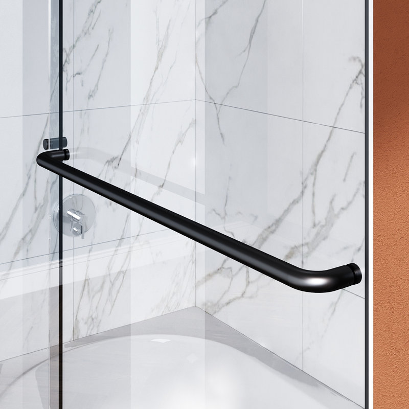 54"W x 72"H Double Sliding Shower Door With 1/4'' Clear Tempered Glass,  Matte Black