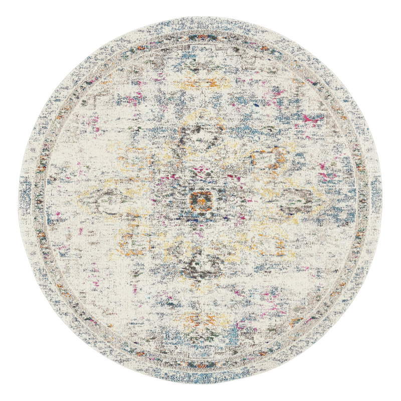 Felty Oriental Grey / Gold Area Rug, Round 10'