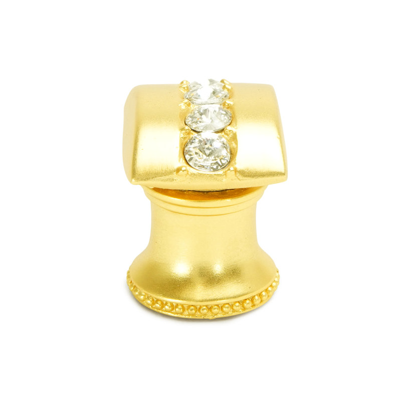 Poignée rectangulaire en cachemire avec pied évasé avec centre de 5 rivoli calice Swarovski transparent en cristal, Doré