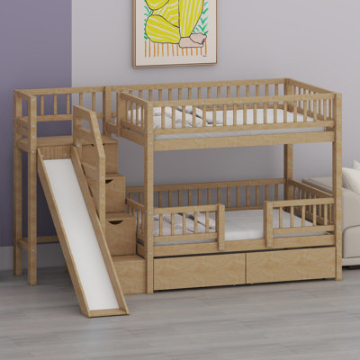 Modern Bunk Bed Design Including Storage Staircase and Convenient Drawers