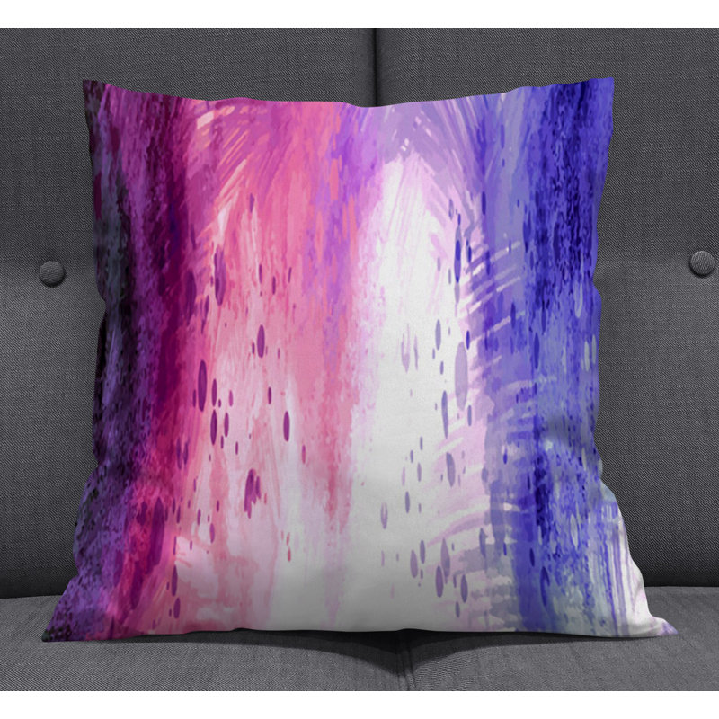 Throw Pillow With Insert, 20"H x 20"W, Pink/Purple Abstract 3