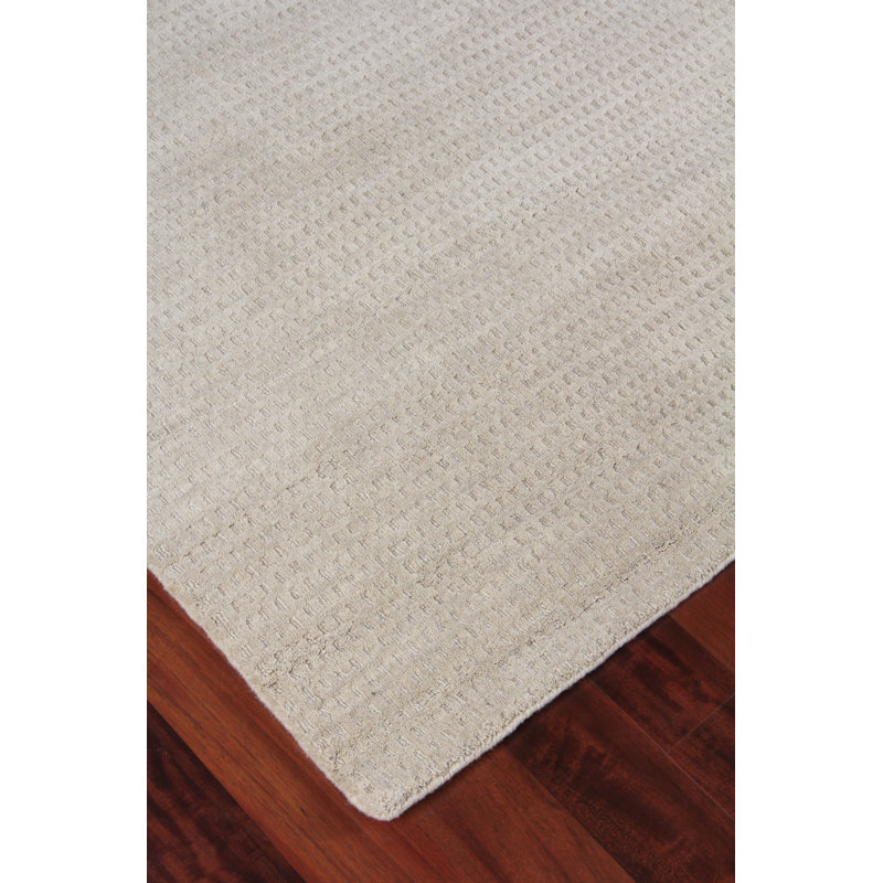 New Zealand Wool Wool Geometric Area Rug in Ivory, Rectangle 6' x 9'