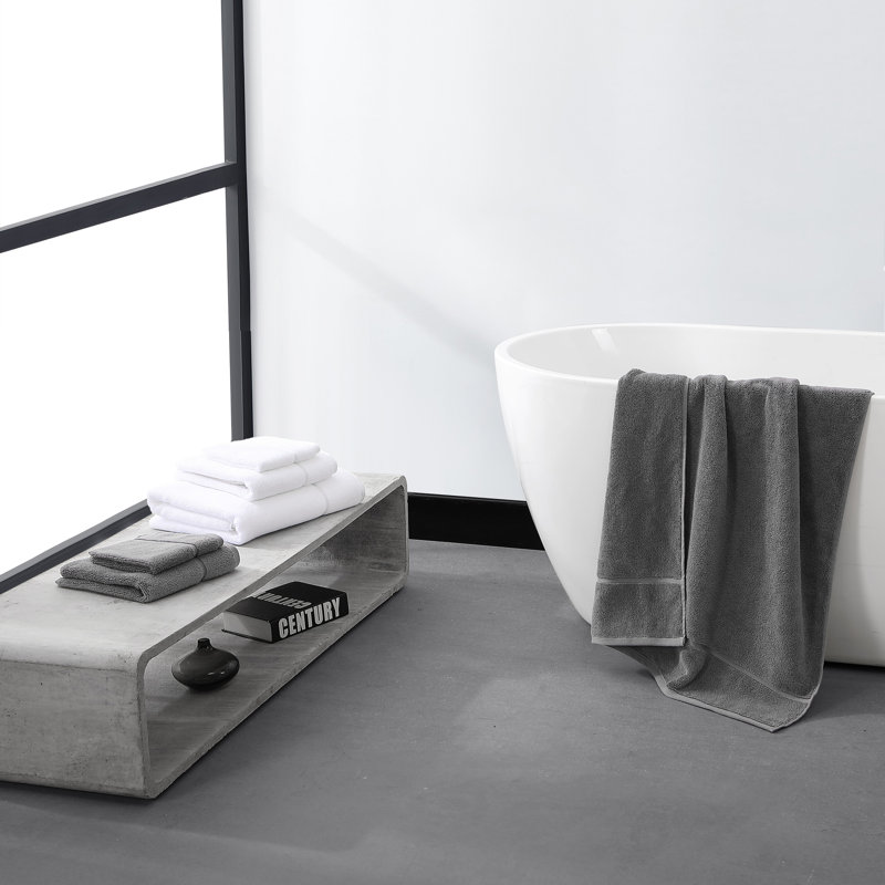 Lux 6 Piece 100% Cotton Towel Set, Dark Gray
