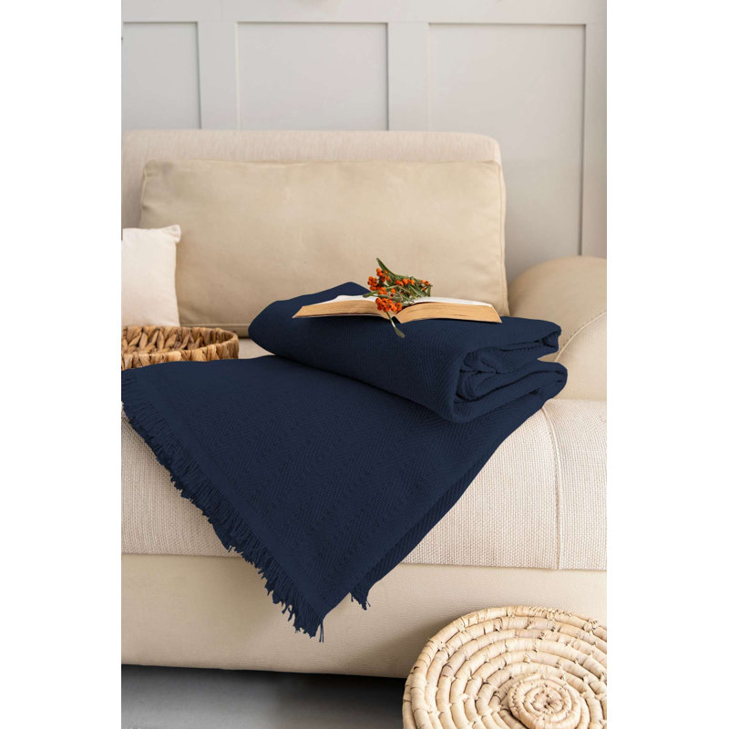 Housse de canapé 100% coton recyclé, bleu foncé de qualité supérieure, 70,9 x 118,1 pouces | Doux et durable, 280 g / m² | Tissu écologique, parfait pour la décoration intérieure et la protection contre l'usure et les déchirures