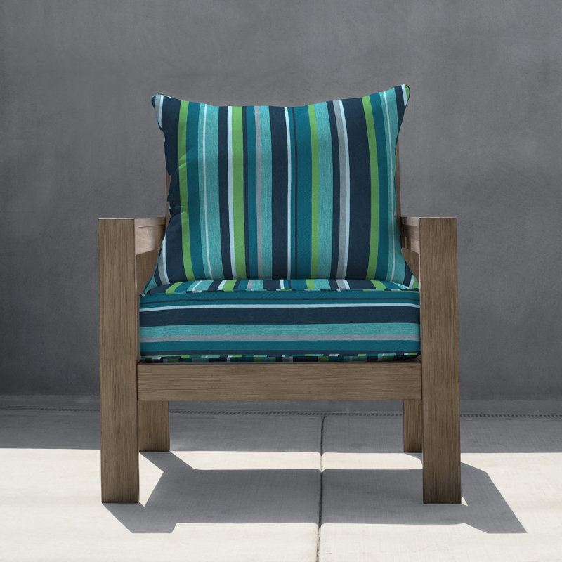 Outdoor Deep Seating Cushion Set – Comfortable, Durable, Weather-Resistant Design - Basics by Wayfair™, Turquoise Striped